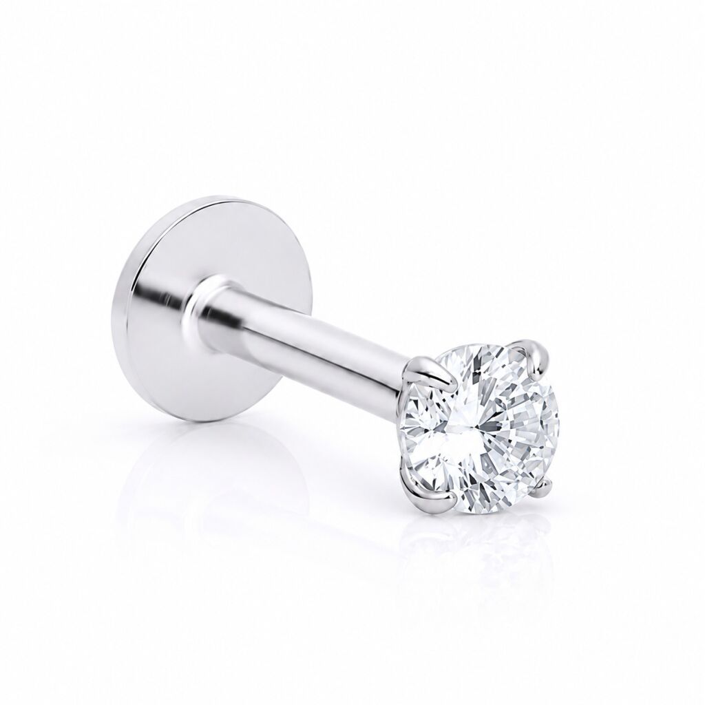 Kolczyk srebrny wkręcany piercing labret 925