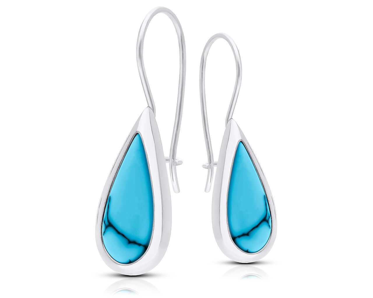 Kolczyki srebrne wiszące z turkusem
