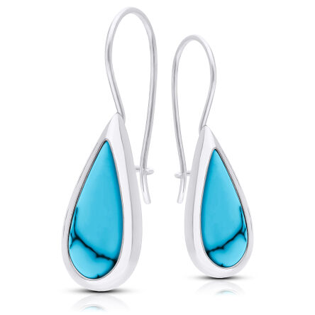 Kolczyki srebrne wiszące z turkusem