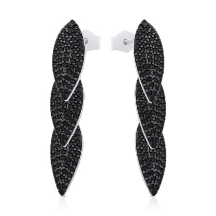 Kolczyki srebrne wiszące z czarnymi cyrkoniami
