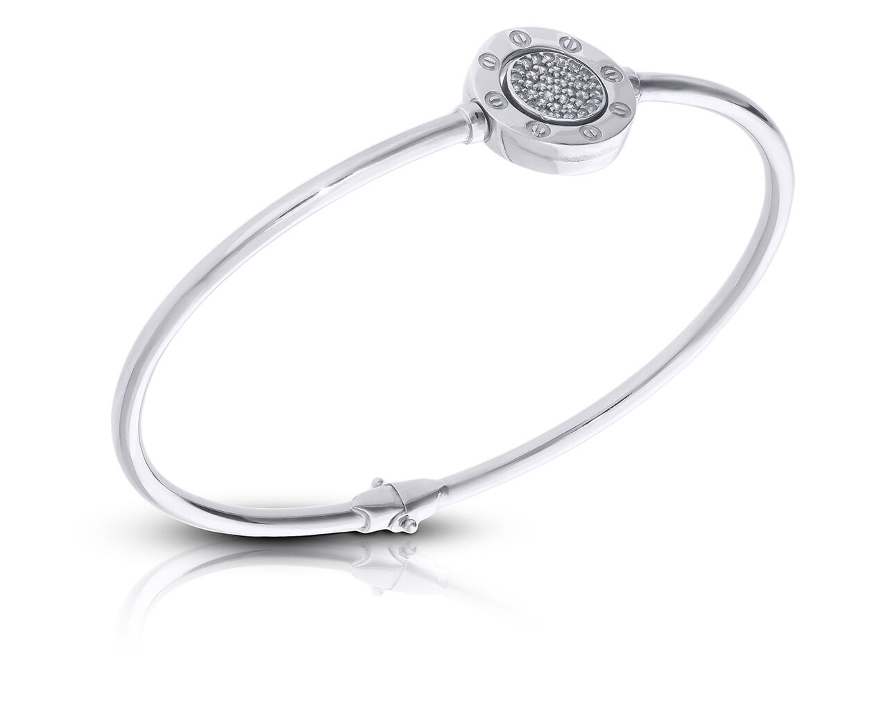 Srebrna bransoletka sztywna z cyrkoniami