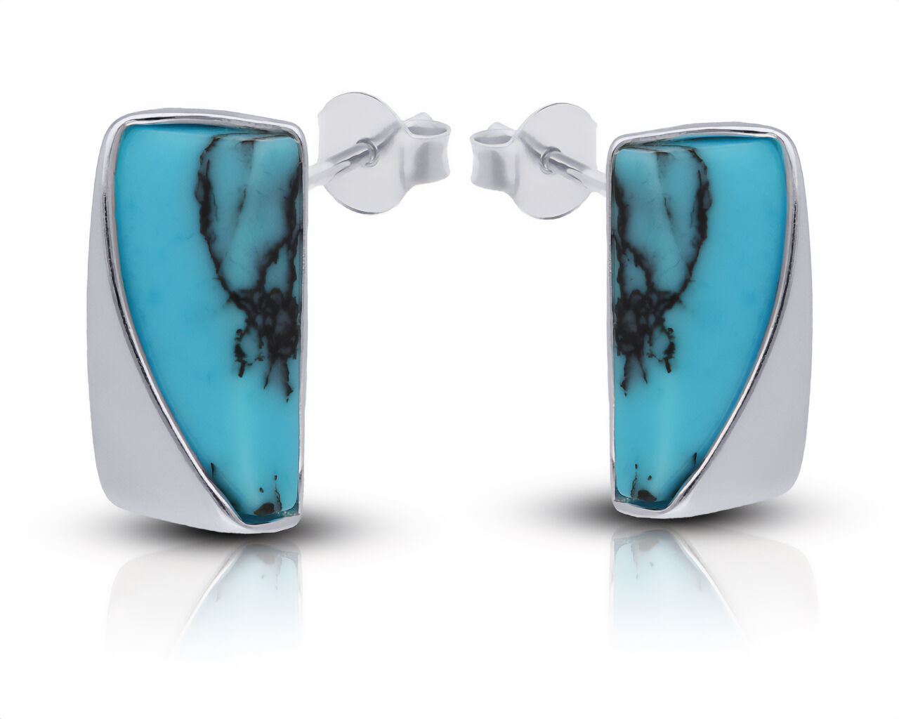 Kolczyki srebrne wkrętki z turkusem