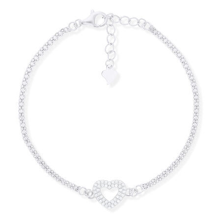 Bransoletka srebrna z sercem wysadzanym cyrkoniami