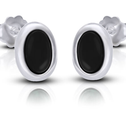 Srebrne kolczyki z onyksem na sztyfcie