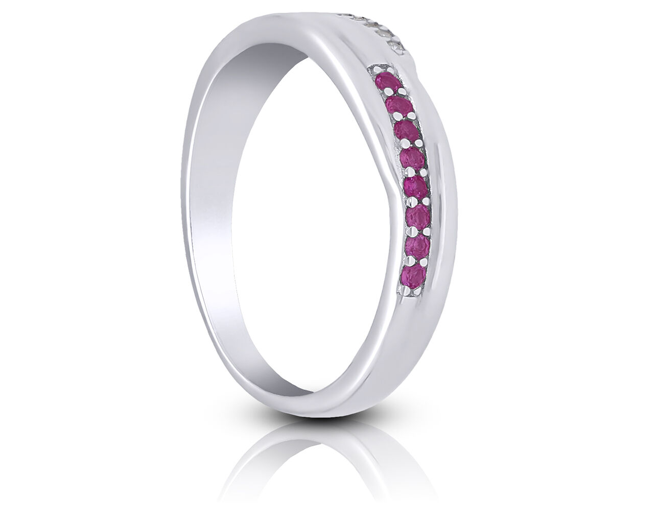 Pierścionek srebrny z różowymi cyrkoniami