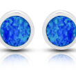 Kolczyki srebrne z opalem niebieskim sztyfty 925 - 2