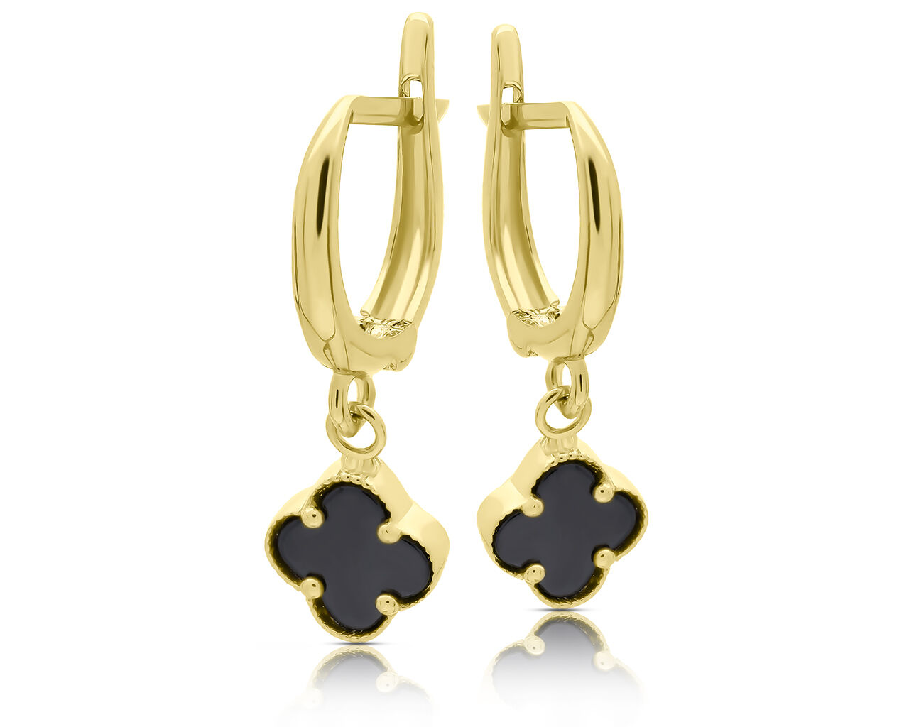 Złote kolczyki wiszące koniczyny angielskie 585