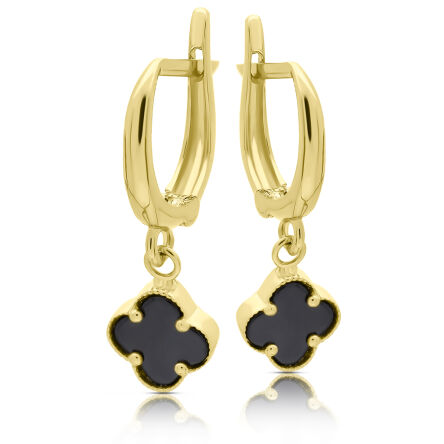 Złote kolczyki wiszące koniczyny angielskie 585