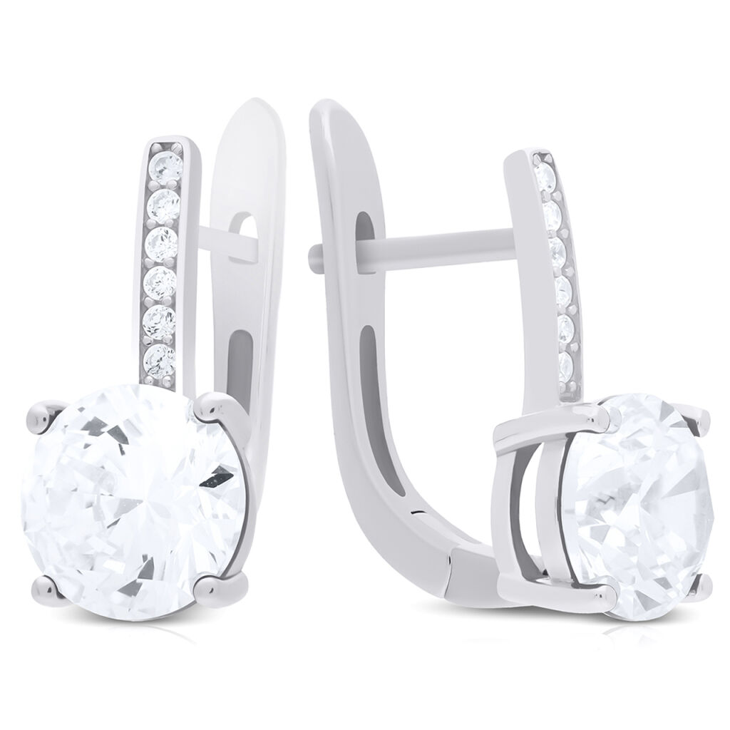 Kolczyki srebrne z dużą cyrkonią angielskie 925