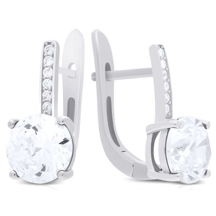 Kolczyki srebrne z dużą cyrkonią angielskie 925