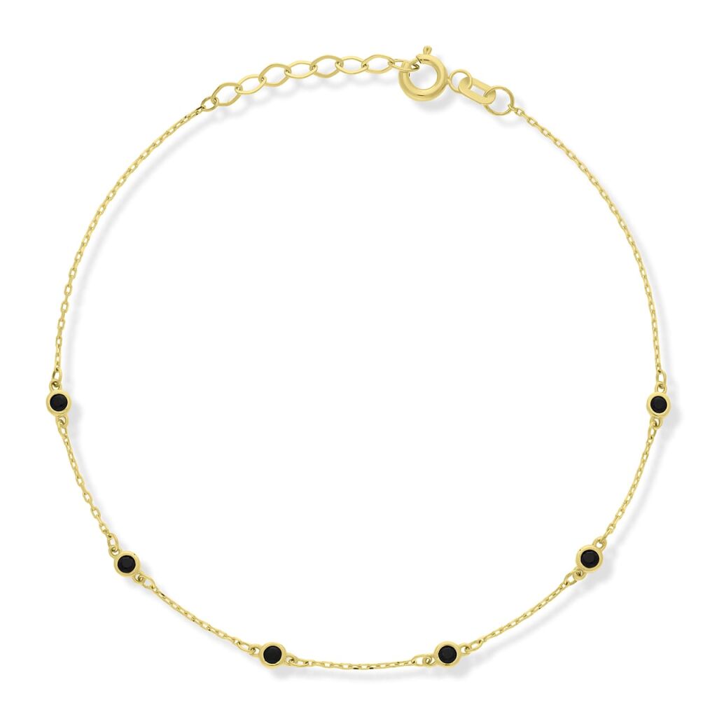 Bransoletka złota 585 czarne oczka