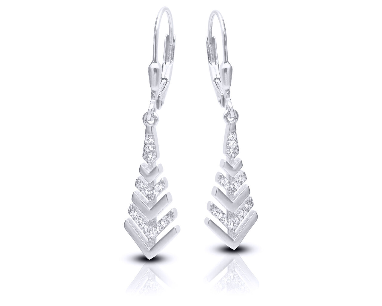 Kolczyki srebrne wiszące z cyrkoniami