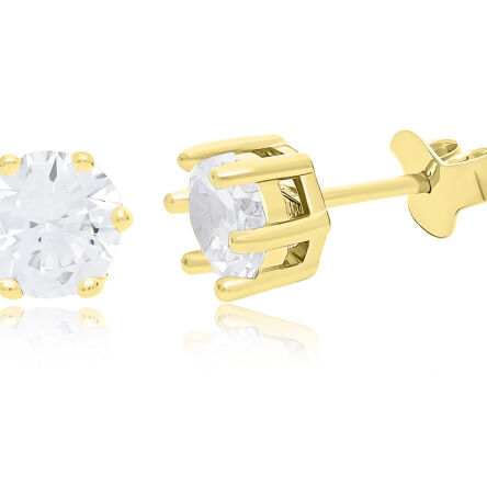 Kolczyki srebrne pozłacane z cyrkoniami sztyfty