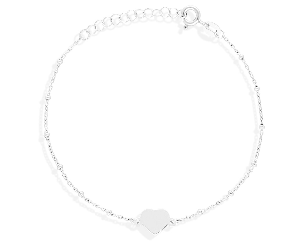 Bransoletka srebrna z sercem i gładkimi kuleczkami