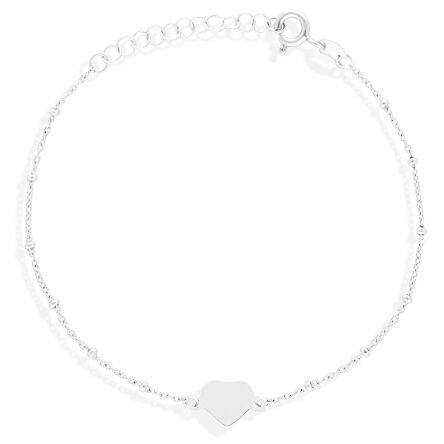 Bransoletka srebrna z sercem i gładkimi kuleczkami