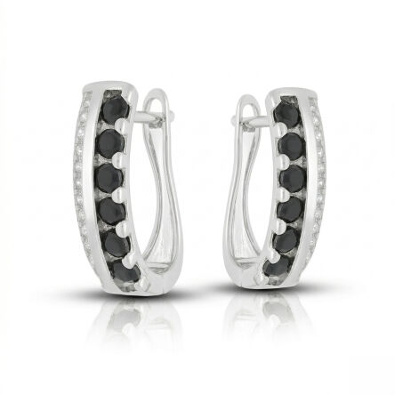 Kolczyki srebrne 925 czarne i białe cyrkonie