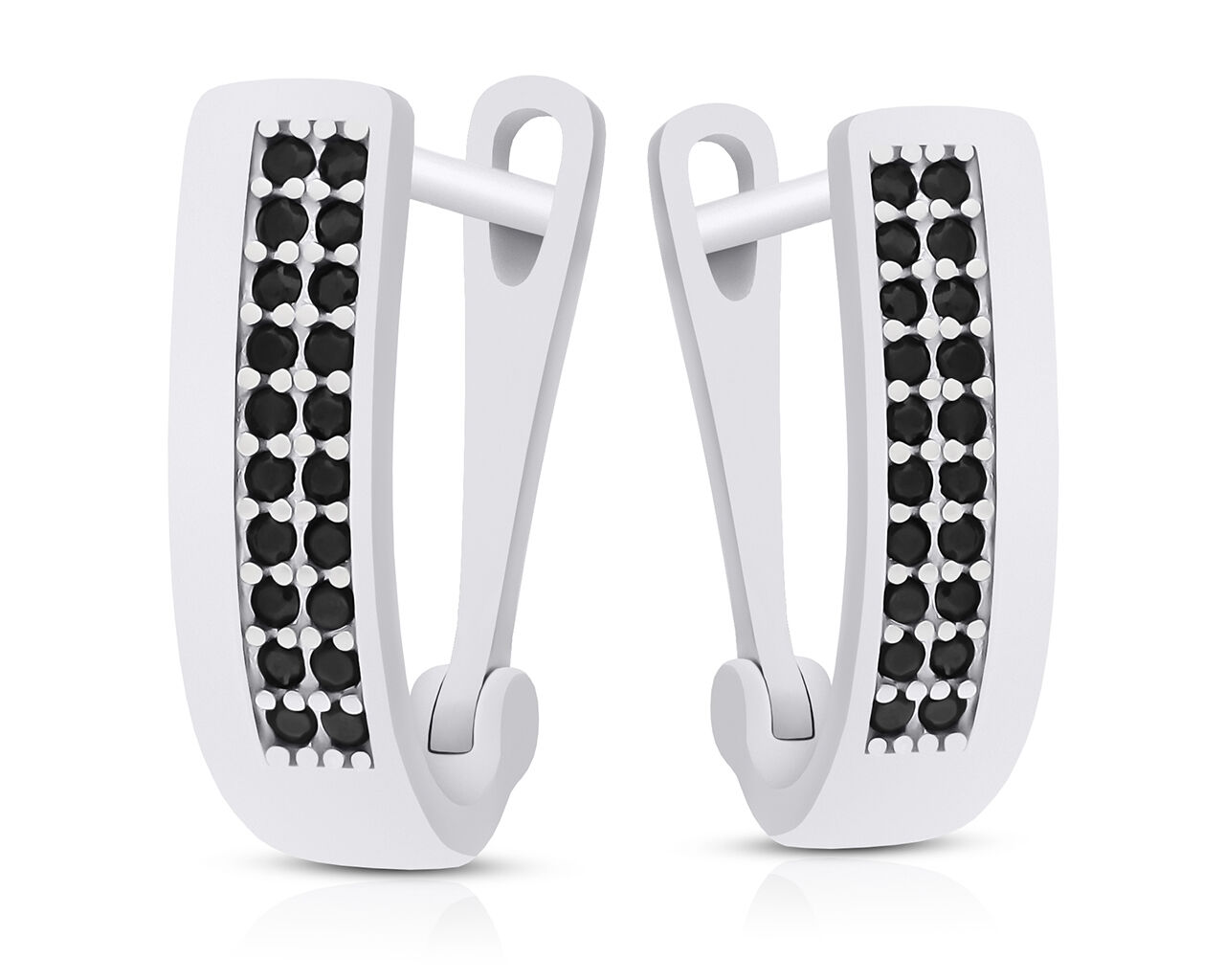 Kolczyki srebrne czarne cyrkonie angielskie