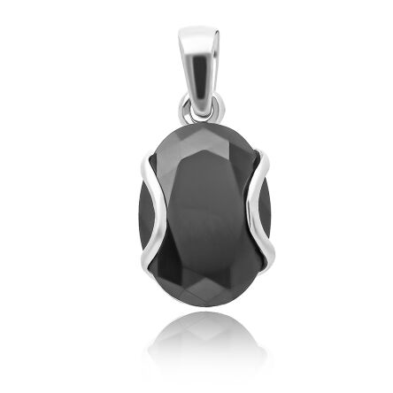 Srebrna zawieszka damska z czarnym kamieniem