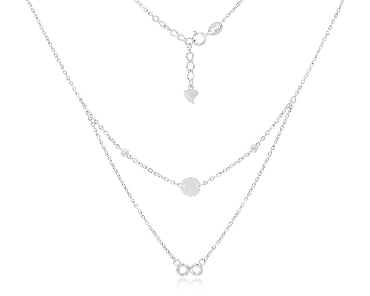 Naszyjnik srebrny podwójny z infiniti