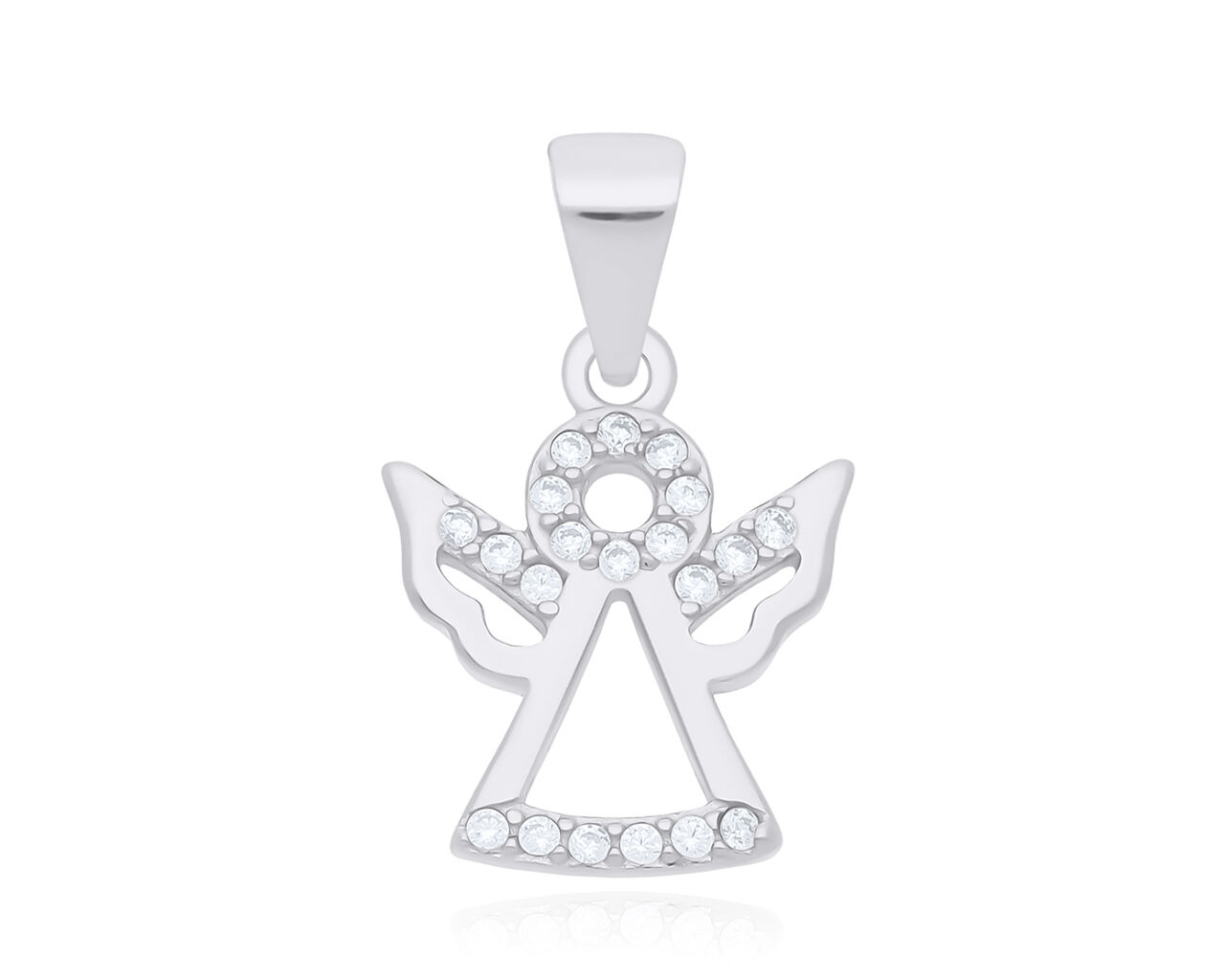 Zawieszka srebrna Aniołek z cyrkoniami pr.925