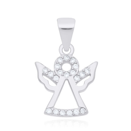 Zawieszka srebrna Aniołek z cyrkoniami pr.925