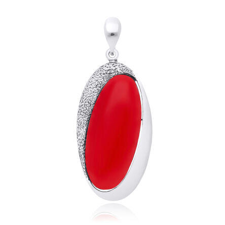 Zawieszka srebrna duża z czerwonym koralem pr.925