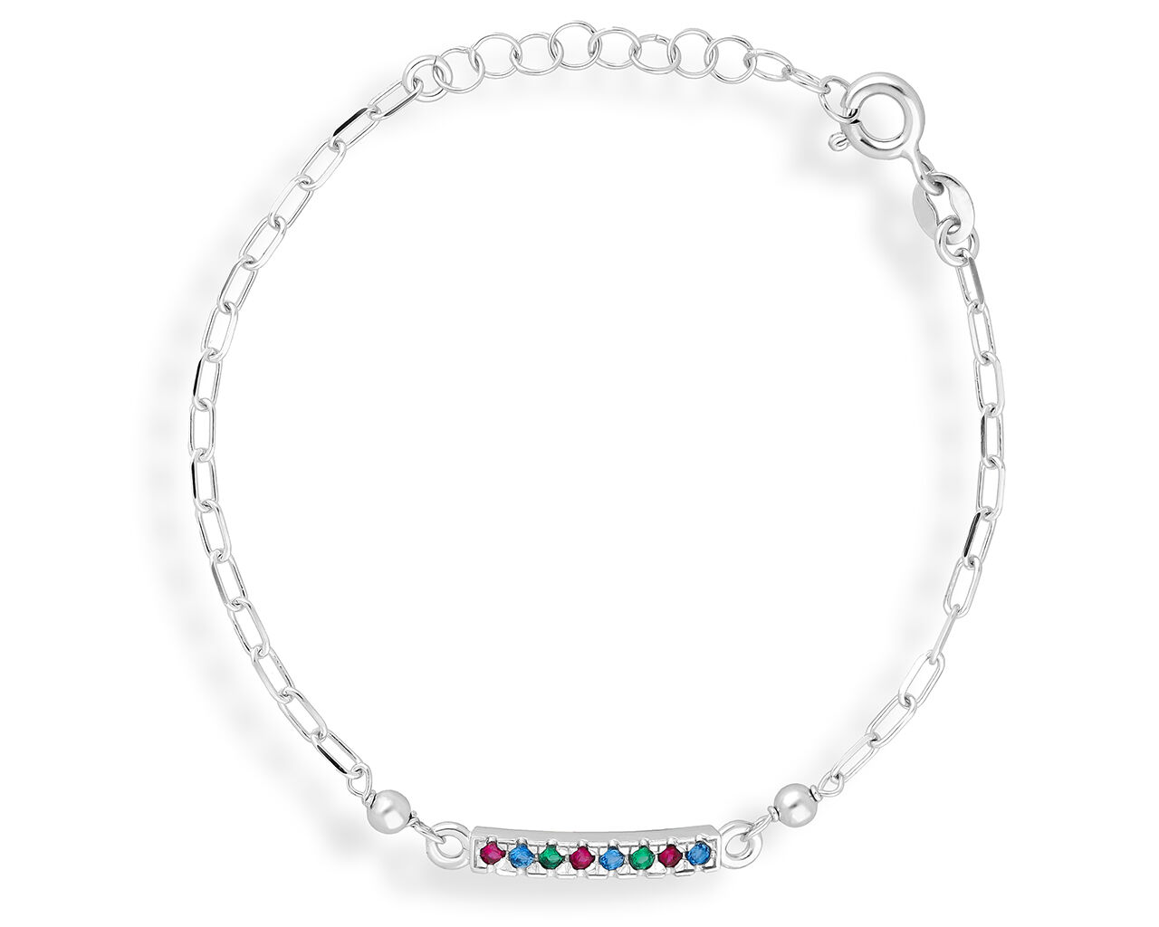 Bransoletka srebrna damska kolorowe cyrkonie