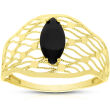 Złoty pierścionek czarny kamień szeroki pr.585 - 2