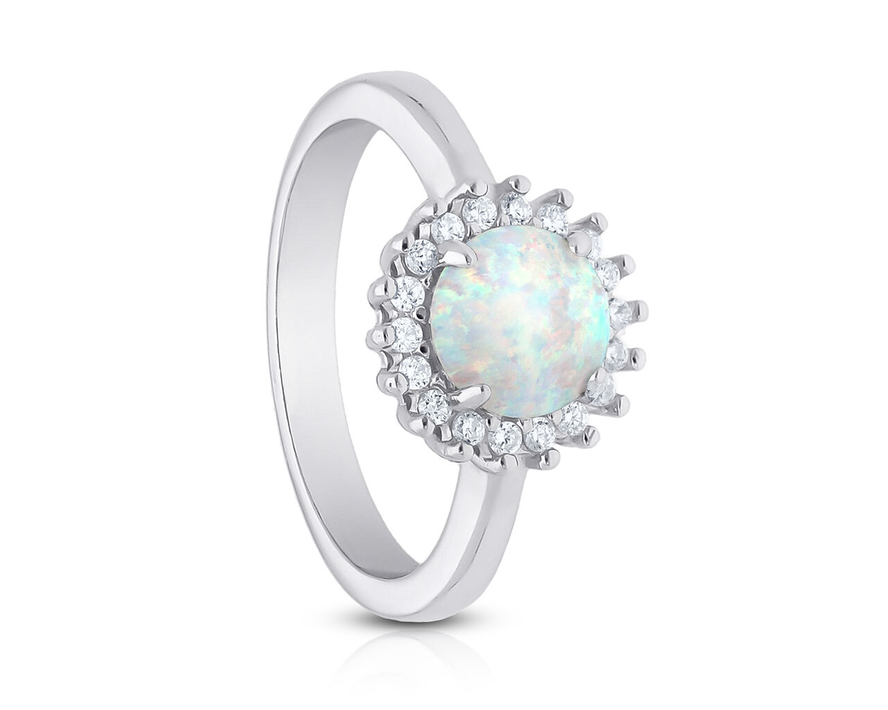 Srebrny pierścionek z dużym białym opalem