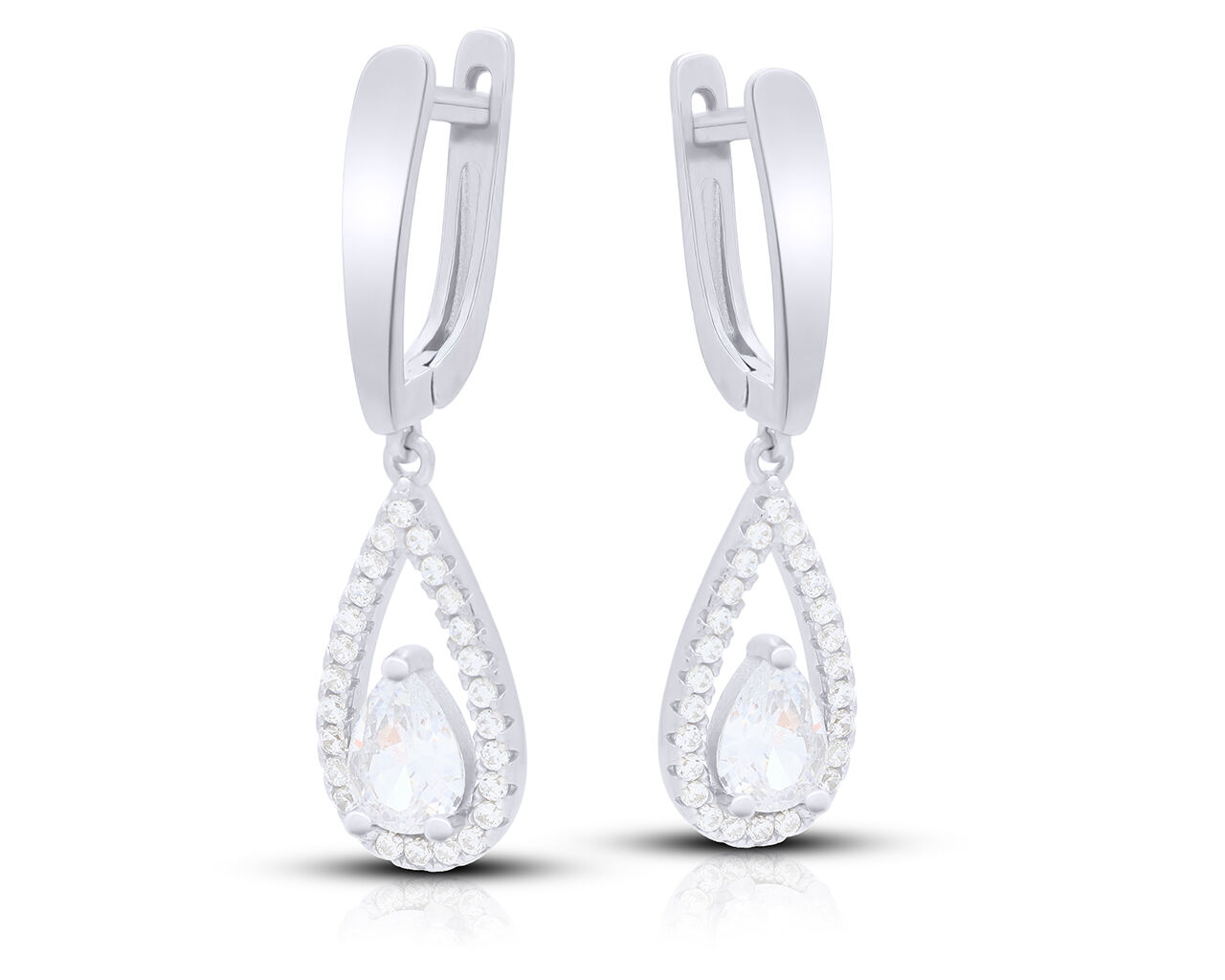 Kolczyki srebrne wiszące angielskie z cyrkoniami