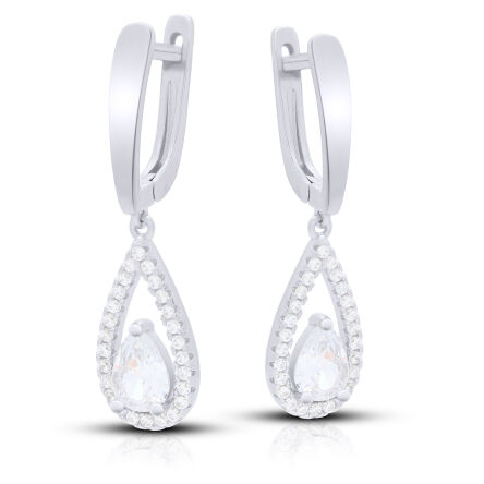 Kolczyki srebrne wiszące angielskie z cyrkoniami