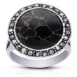 Pierścionek srebrny 925 onyks naturalne markazyty - 2