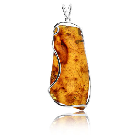 Zawieszka srebrna naturalny bursztyn koniakowy