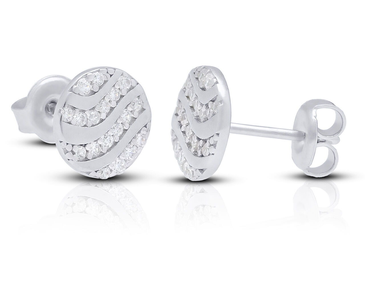 Kolczyki srebrne sztyfty okrągłe z cyrkoniami