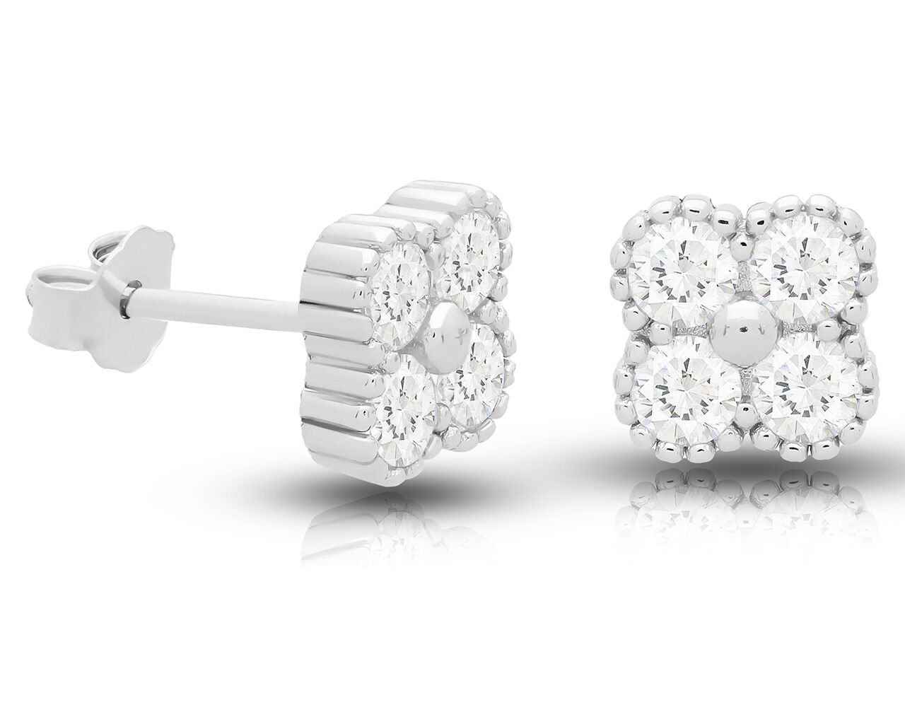 Kolczyki srebrne sztyfty kwiaty cyrkonie pr.925