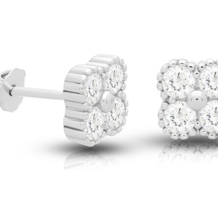 Kolczyki srebrne sztyfty kwiaty cyrkonie pr.925