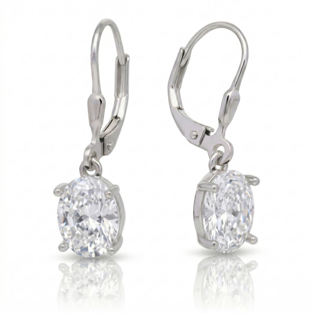 Wiszące kolczyki srebrne 925 z owalną cyrkonią