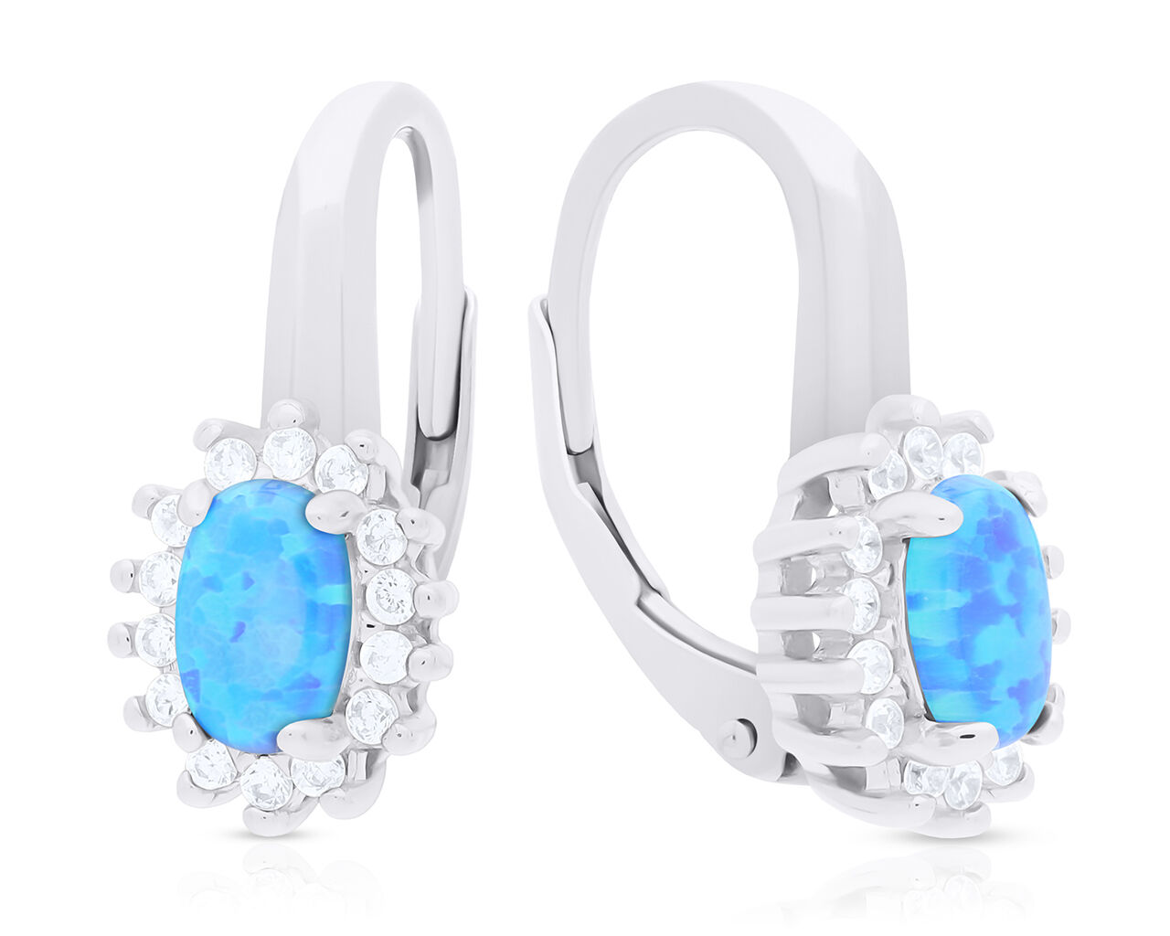 Kolczyki srebrne z opalem i cyrkoniami pr.925