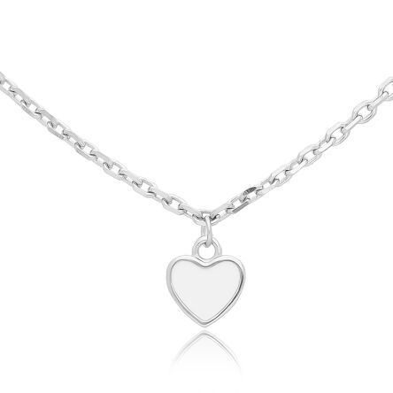 Srebrny naszyjnik damski z białym serduszkiem