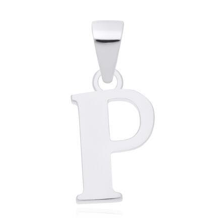 Srebrna literka P gładka zawieszka pr.925