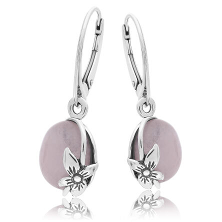 Kolczyki srebrne wiszące z naturalnym kwarcem