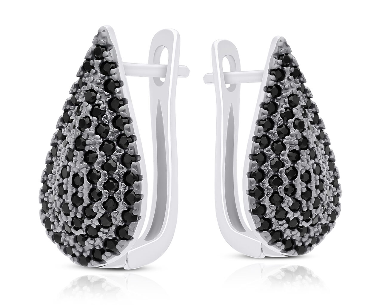 Kolczyki srebrne z czarnymi cyrkoniami angielskie