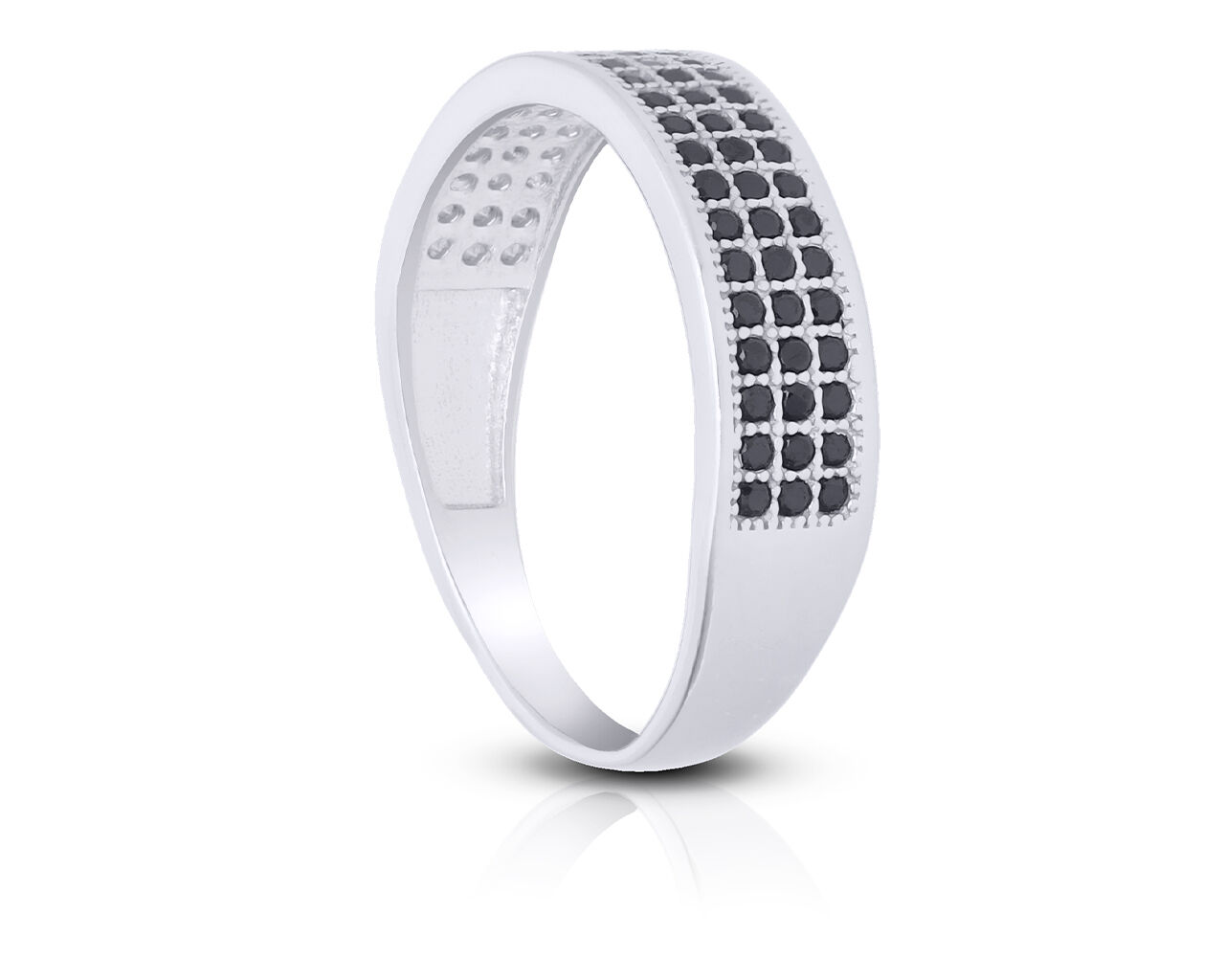 Srebrny pierścionek z czarnymi cyrkoniami