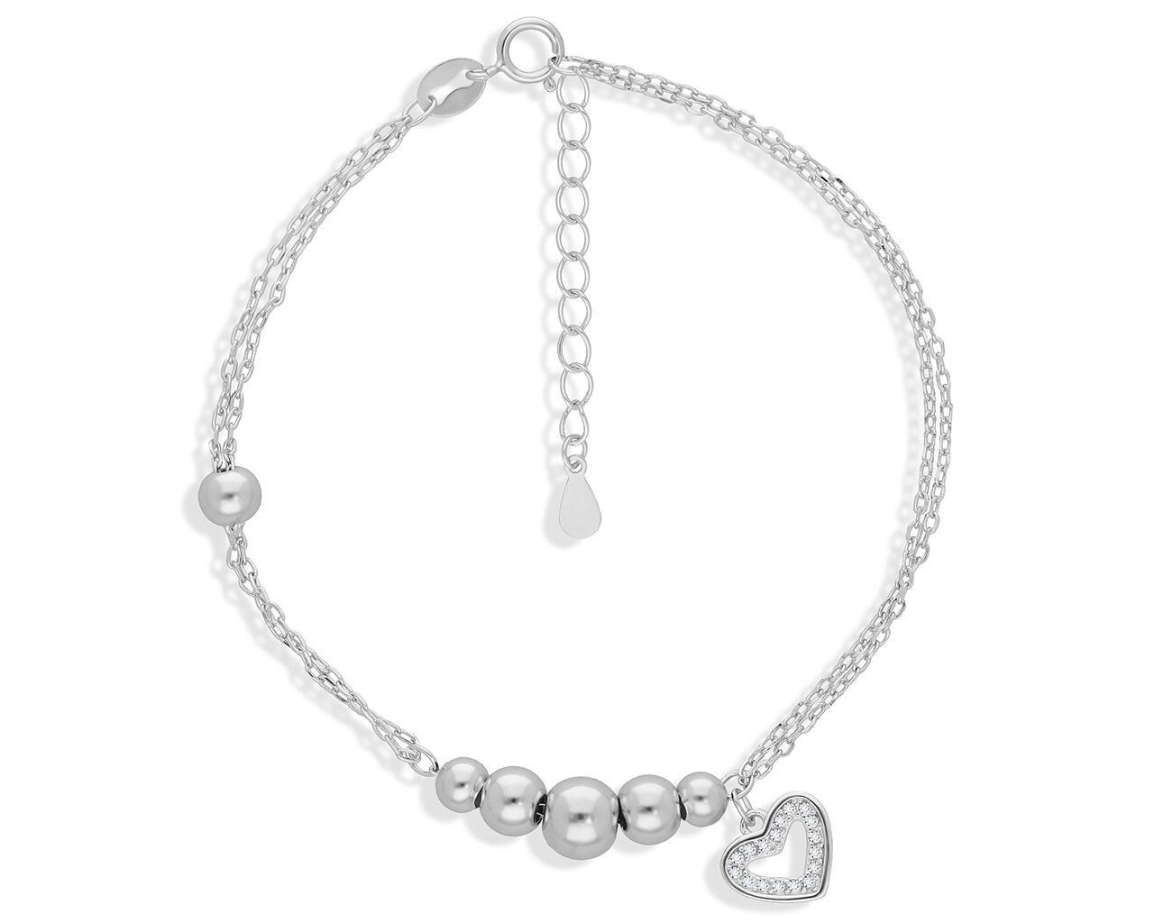 Bransoletka srebrna z wiszącym serduszkiem