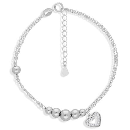 Bransoletka srebrna z wiszącym serduszkiem